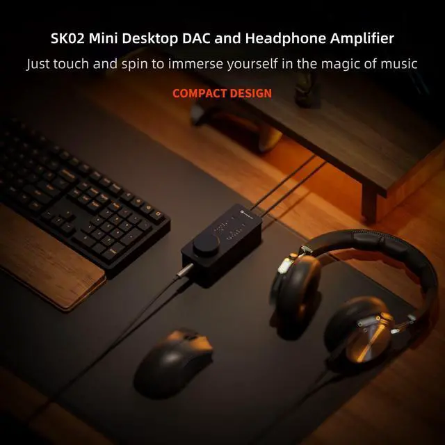 Alt view image 5 of 6 - SK02 All-in-One Desktop Headphone Amplifier Portable USB Decoder Fever Level for Consumers Electronics Orange