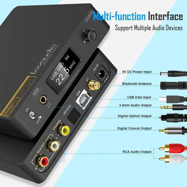 Alt view image 3 of 6 - DS600 Hi-Res Audio HiFi DSD Music Headphone Amplifier+Equalizer USB DAC Desktop Decoder Silver