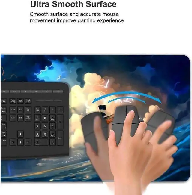 Alt view image 4 of 5 - Anime One Piece Mouse Pad,Extended Gaming Mouse Pad with Stitched Edges, Large Mouse pad with Non-Slip Rubber Base for Work & Gaming, Office & Home, 31.5x11.8inch