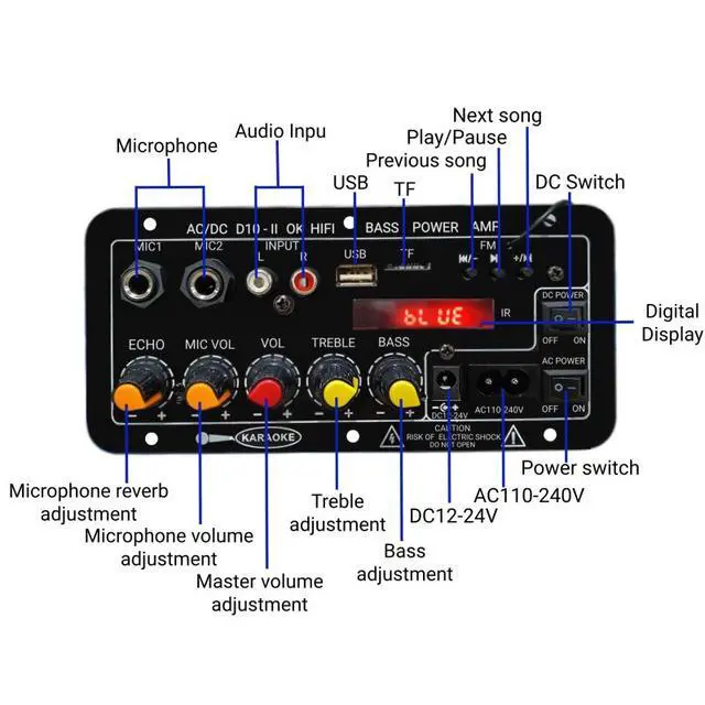 Alt view image 2 of 6 - For 5.0 High Power 30-120W Mono Audio Amplifier Board 12V-24V FM Radio Home Outdoor Karaoke Subwoofer D10-LL-EU PLUG