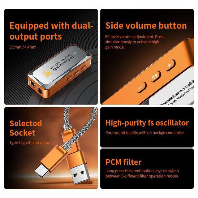 Alt view image 2 of 6 - HC03 Mini Portable Audio Sound Lossless HiFi Amplifier Adapter for iPhone Android Laptop Type C to 3.5mm Decoder Connector