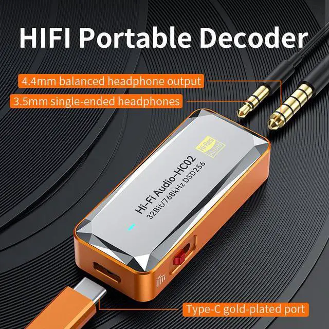 Alt view image 6 of 6 - HC03 Mini Portable Audio Sound Lossless HiFi Amplifier Adapter for iPhone Android Laptop Type C to 3.5mm Decoder Connector