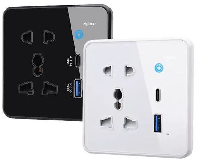 Alt view image 7 of 7 - Smart Wi-Fi+BLE Wall Socket with USB-C PD 3.0 and USB-A QC 3.0 Fast Charging Alexa Google Home 13A/2860W Max Load White 1USB+1TYPE-C WIFI