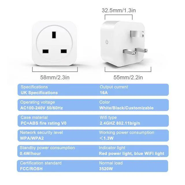 Alt view image 5 of 5 - Smart Home 10A/16A UK Standard Without Energy Monitor Tuya WiFi Alexa Google WiFi Smart Socket