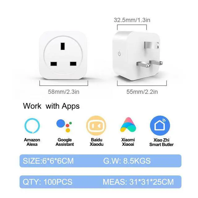 Alt view image 3 of 5 - Smart Home 10A/16A UK Standard Without Energy Monitor Tuya WiFi Alexa Google WiFi Smart Socket