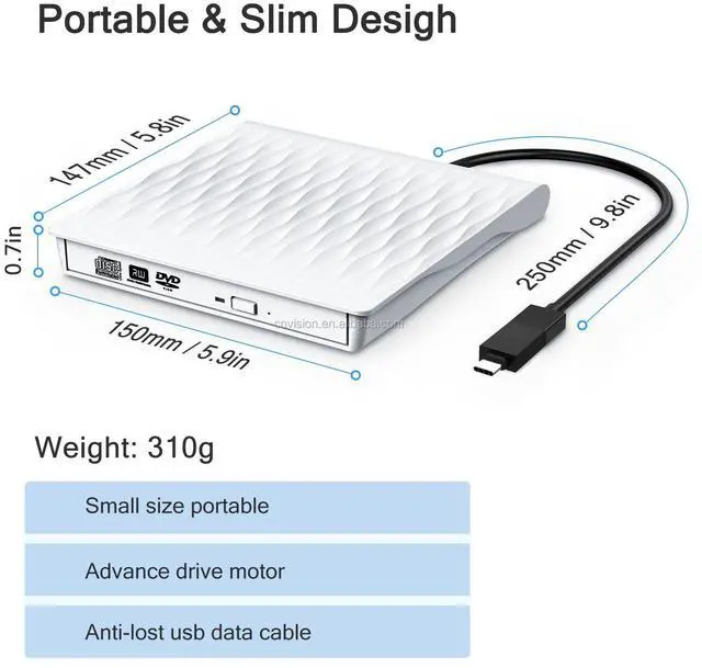 Alt view image 5 of 6 - DVD Drive USB 3.0 External Optical Drive DVD-RW Player Burner Slim Portable for iMac Laptop CD/DVD-ROM