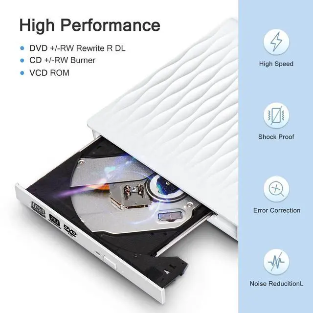 Alt view image 3 of 6 - DVD Drive USB 3.0 External Optical Drive DVD-RW Player Burner Slim Portable for iMac Laptop CD/DVD-ROM Blue