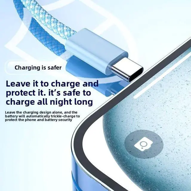 Alt view image 4 of 4 - 3A Fast Charging Type-C Nylon 2m USB Data Cable for iPhone White-05 2M