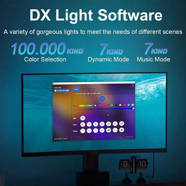 Alt view image 2 of 7 - Ambient Gaming Lights Strip RGB Monitor Light PC USB 5V Smart Game Room Atmosphere Decor Screen Sync Monitor LED Backlight 27