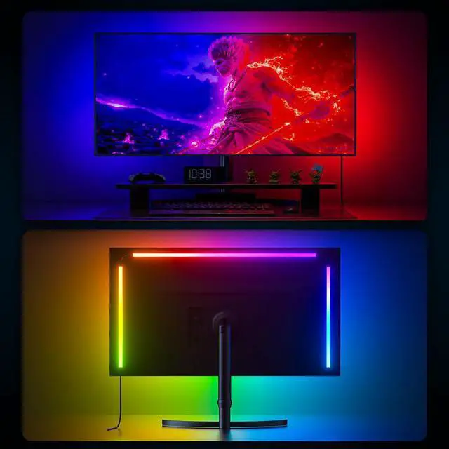 Alt view image 6 of 7 - Ambient Gaming Lights Strip RGB Monitor Light PC USB 5V Smart Game Room Atmosphere Decor Screen Sync Monitor LED Backlight 27