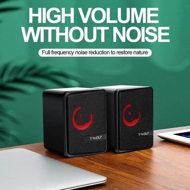 Alt view image 3 of 6 - S3 Computer Desktop Speaker RGB Gaming Speakers with Subwoofer Stereo Sound Volume Control for PC Desktop Computer Gamer