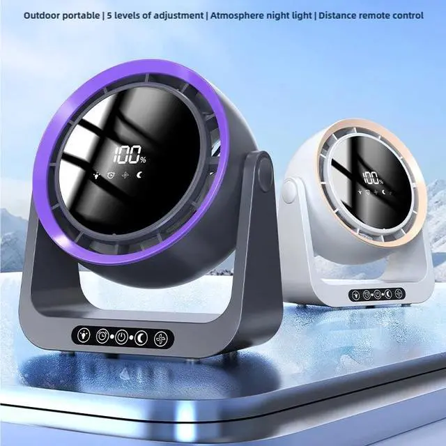 Alt view image 5 of 6 - USB Cycle Charging Digital Display Desktop Turbo Small Fan Black Leafless Technology for Home Household Outdoor Hotel Plastic