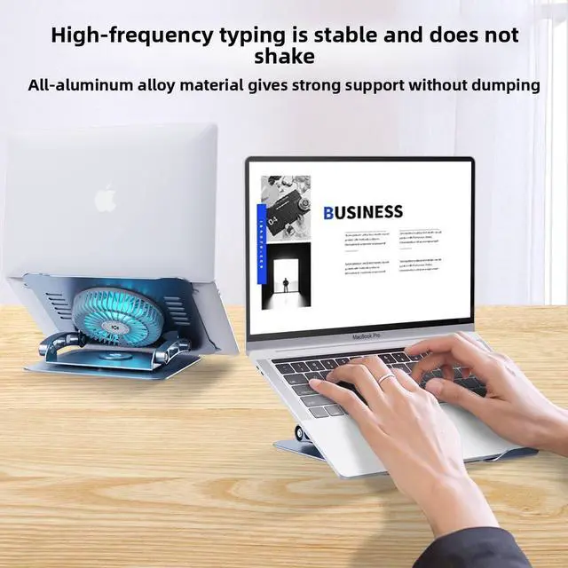 Alt view image 2 of 5 - 360-Degree Rotating Laptop Stand Adjustable Foldable Aluminum Alloy Desktop Fan Cool Metal Tablet PC Stands for Office School Rotating stand for laptop t628g gray