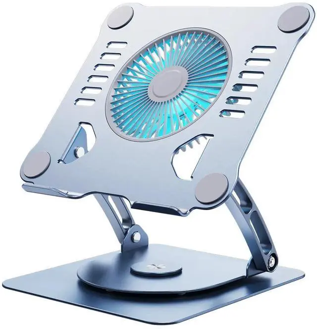 Main image of 360-Degree Rotating Laptop Stand Adjustable Foldable Aluminum Alloy Desktop Fan Cool Metal Tablet PC Stands for Office School Rotating stand for laptop t628g gray