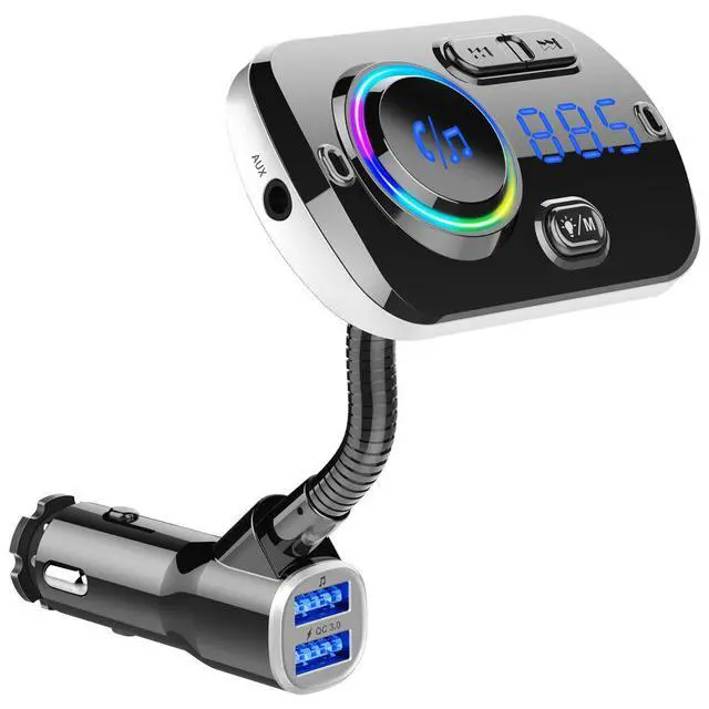 Alt view image 4 of 6 - Fast Car USB Charger AUX USB Car Stereo Mp3 Player QC3.0 Quick Charge Bluetooth FM Transmitter Car Charger