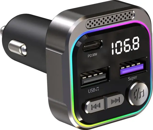 Alt view image 2 of 5 - Car Fast Charging Mp3 Player PD30W FM Transmitter With Usb Car Charger with 3D Stereoscopic Sound Quality Car MP3 Player