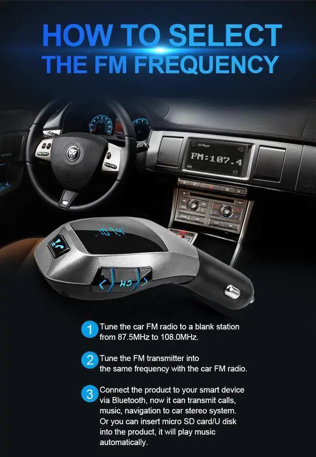 Alt view image 2 of 5 - X5 Original Design in Car FM Transmitter Bluetooth Car Adapter Charger Driver Multi-function Mp3 Audio Player