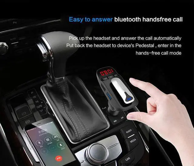 Alt view image 5 of 6 - BT5.4 Car MP3 Player Wireless Headset Handsfree Car Kit FM Transmitter MP3 Player FM Modulator with Earphone