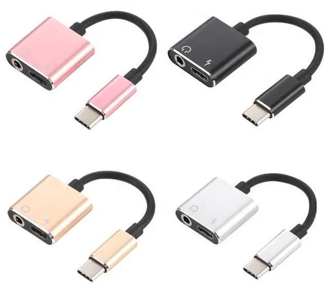 Alt view image 3 of 7 - 2 in 1 Usb Type C to 3.5mm Headphone Audio PD Charging Converter Cable Mobile Phones Audio Aux Adapter White