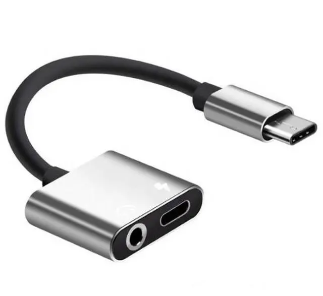 Alt view image 2 of 7 - 2 in 1 Usb Type C to 3.5mm Headphone Audio PD Charging Converter Cable Mobile Phones Audio Aux Adapter White