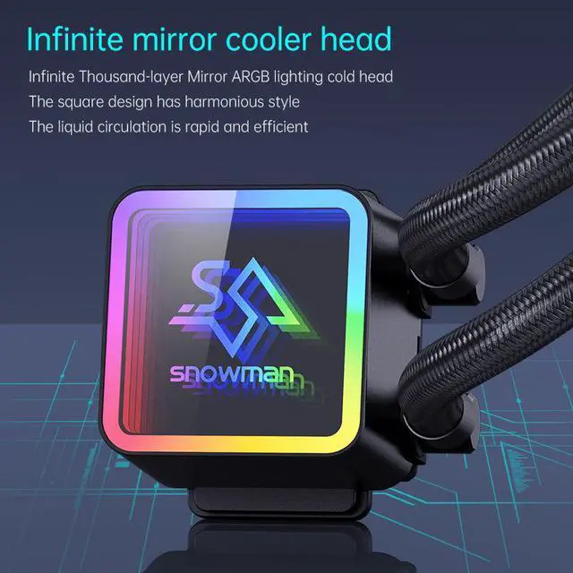 Alt view image 6 of 6 - Liquid CPU Cooler with Aura Sync 2X ARGB Radiator Fans Reinforced Tubing Widely Compatible with Latest Intel&AMD CPUs