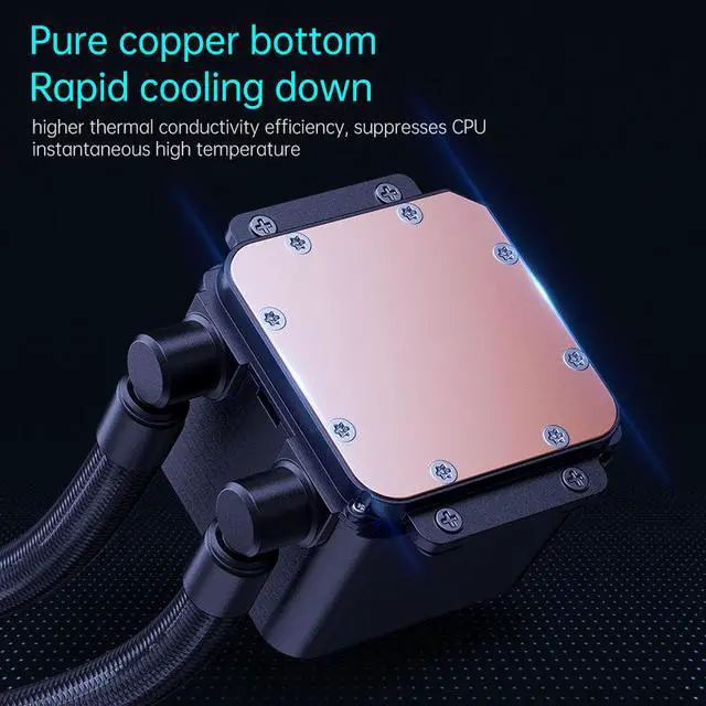 Alt view image 5 of 6 - Liquid CPU Cooler with Aura Sync 2X ARGB Radiator Fans Reinforced Tubing Widely Compatible with Latest Intel&AMD CPUs