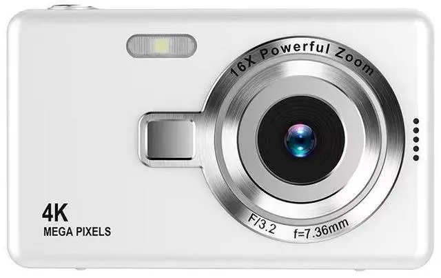Retro Style CCD Digital Camera Vintage Compact Pocket Camera HD Photography Portable Entry Level Digital Camera for Students White