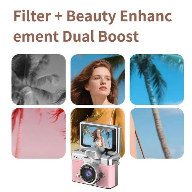 Alt view image 2 of 7 - LK-027 Mini Camera Flip Screen - Student's Digital Camera Vintage CCD High-Definition Portable Mini Camera Orange