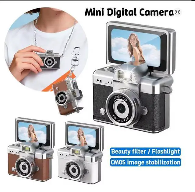 Alt view image 6 of 7 - LK-027 Mini Camera Flip Screen - Student's Digital Camera Vintage CCD High-Definition Portable Mini Camera Orange