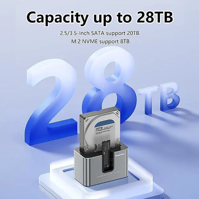 Alt view image 4 of 6 - High Speed Clone Function M.2 NVME to SATA 2.5 3.5 2.5/3.5 Inch SSD HDD Duplicator Docking Station Enclosure Adapte US