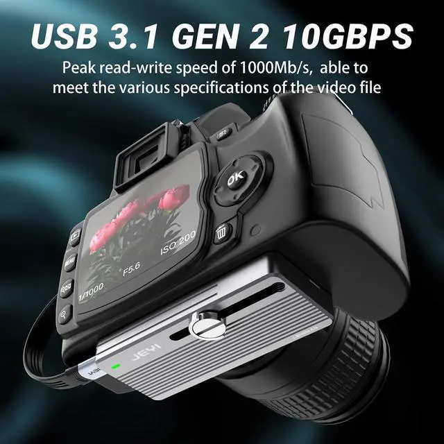 Alt view image 6 of 6 - M.2 NVMe SSD Aluminum Case USB 3.1 Gen2 10Gbps High-speed Camera HDD Enclosure PC/Phone FCC