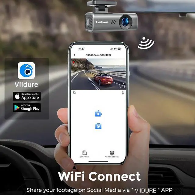 Alt view image 4 of 4 - 4K Wifi Car DVR Car DVR Camera Loop Recording Car Camera Dashcam