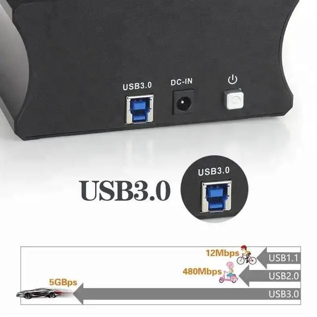 Alt view image 5 of 6 - Portable Dual Bay Docking Station for SATA SSD & HDD USB 3.0 Plug Play Aluminum Case External Application Offline Clone Support