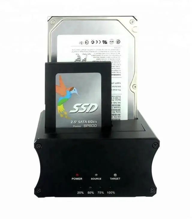 Alt view image 4 of 6 - Portable Dual Bay Docking Station for SATA SSD & HDD USB 3.0 Plug Play Aluminum Case External Application Offline Clone Support