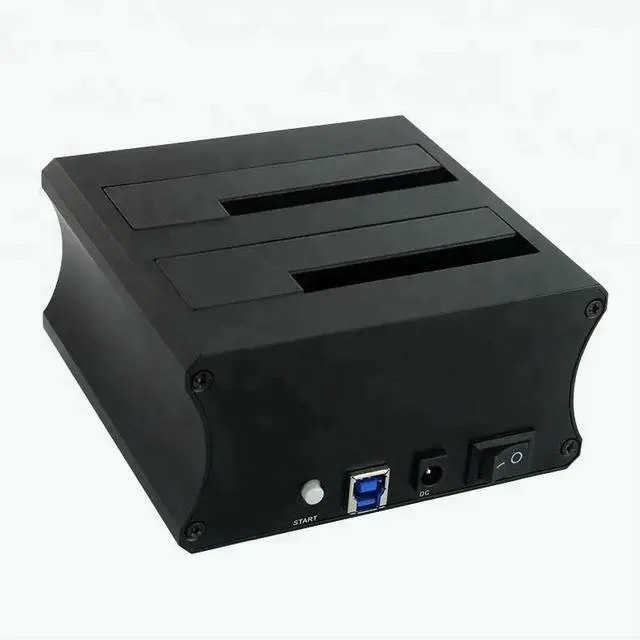 Alt view image 2 of 6 - Portable Dual Bay Docking Station for SATA SSD & HDD USB 3.0 Plug Play Aluminum Case External Application Offline Clone Support