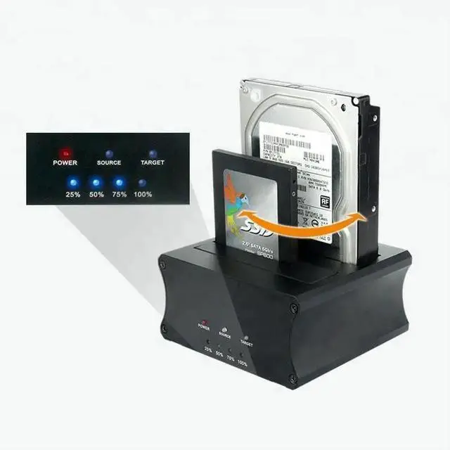 Alt view image 3 of 6 - Portable Dual Bay Docking Station for SATA SSD & HDD USB 3.0 Plug Play Aluminum Case External Application Offline Clone Support