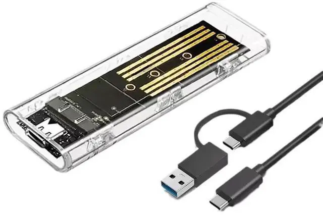 Main image of M.2 NVME SATA Dual Protocol SSD Enclosure USB 3.1 3.2 Gen 2 10Gbps 2TB External PCIE SATA NGFF M2 Type C SSD Hard Disk Plastic white Ngff single protocol c-c-a double-ended cable