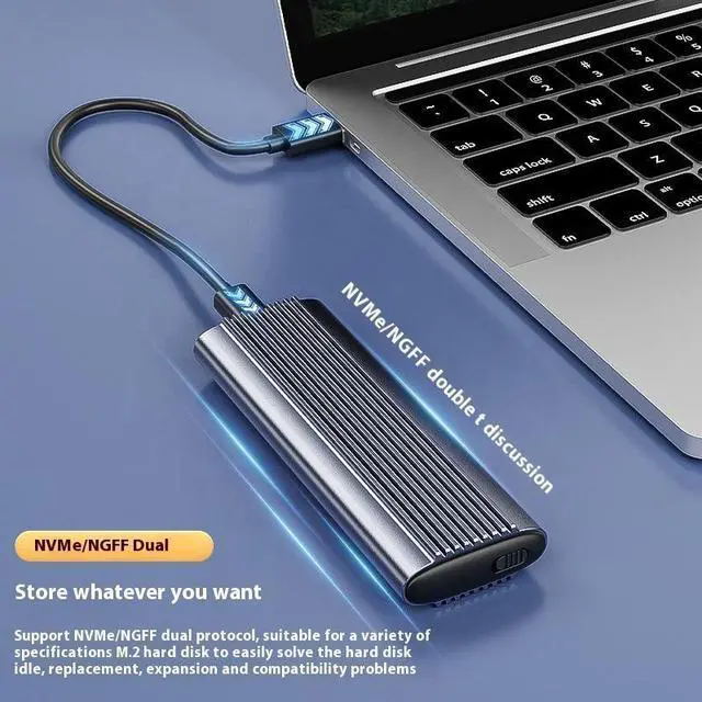 Alt view image 2 of 4 - USB3.1 Type-C to M.2 M Key NVMe SSD Box Solid State Drive Housing Case Dual Protocol SSD M.2 Sata Hard Drive Disk Enclosure Grey NGFF/NVMe Dual Protocol 2in1