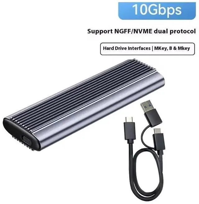 Main image of USB3.1 Type-C to M.2 M Key NVMe SSD Box Solid State Drive Housing Case Dual Protocol SSD M.2 Sata Hard Drive Disk Enclosure Grey NGFF/NVMe Dual Protocol 2in1