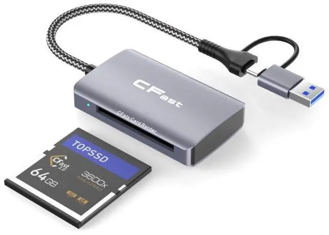 Alt view image 4 of 6 - External CFexpress Card Reader USB C SD TF All in One Reader Grey CFast + SD + TF