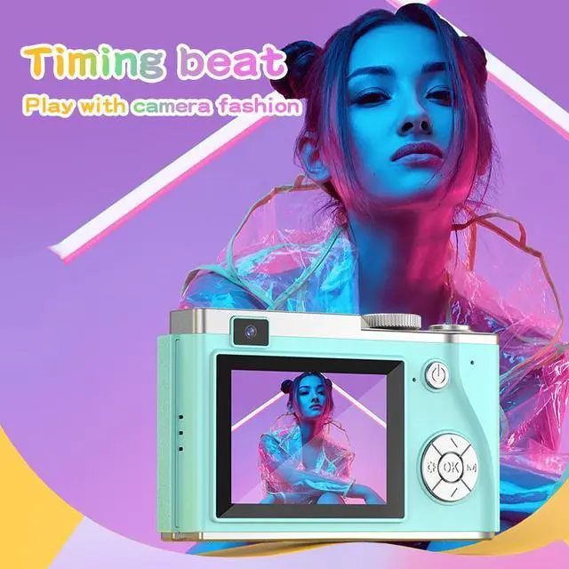 Alt view image 4 of 7 - Portable Compact Small Travel Vintage CCD Camera 2.4-Inch IPS Screen 4K Video Photo Games Music 8X Zoom SD Card Memory LK03 Lk03 black card reader-stickers adapter