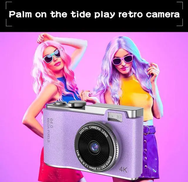 Alt view image 6 of 7 - Portable Compact Small Travel Vintage CCD Camera 2.4-Inch IPS Screen 4K Video Photo Games Music 8X Zoom SD Card Memory LK03 Lk03 black card reader-stickers adapter