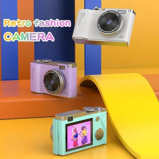 Alt view image 3 of 7 - Portable Compact Small Travel Vintage CCD Camera 2.4-Inch IPS Screen 4K Video Photo Games Music 8X Zoom SD Card Memory LK03 Lk03 black card reader-stickers adapter