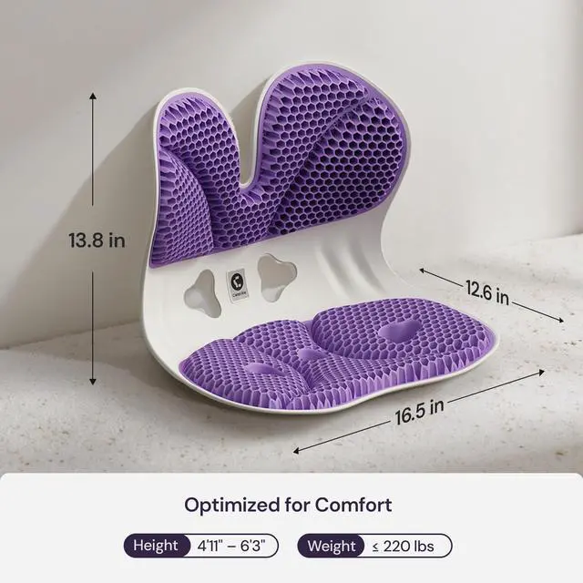 Alt view image 2 of 7 - CABEVIBE Ergonomic Chair Insert with Double-Wing Back Hug, Pressure-Relief Honeycomb Design Comfortable Posture Corrector, Standard Size for Female Male
