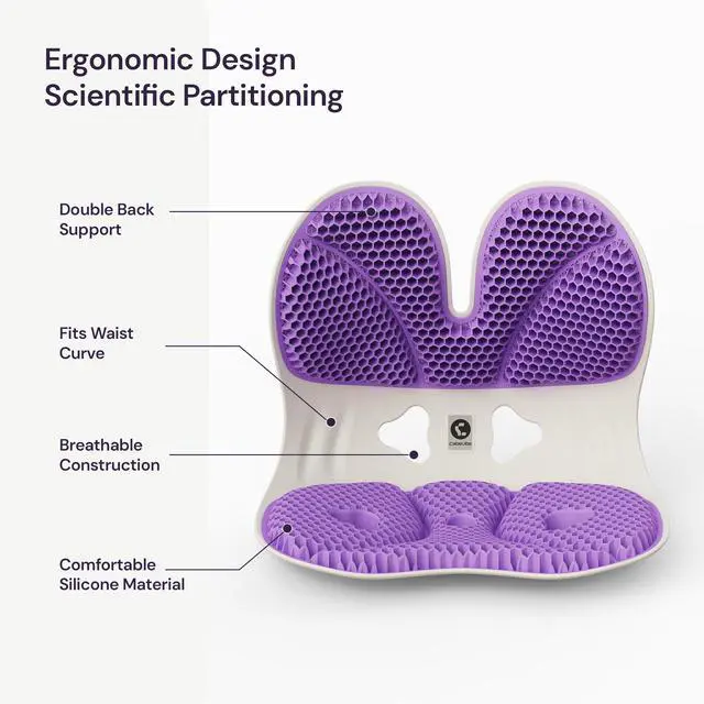 Alt view image 3 of 7 - CABEVIBE Ergonomic Chair Insert with Double-Wing Back Hug, Pressure-Relief Honeycomb Design Comfortable Posture Corrector, Standard Size for Female Male