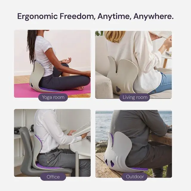Alt view image 4 of 7 - CABEVIBE Ergonomic Chair Insert with Double-Wing Back Hug, Pressure-Relief Honeycomb Design Comfortable Posture Corrector, Standard Size for Female Male