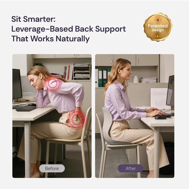 Alt view image 5 of 7 - CABEVIBE Ergonomic Chair Insert with Double-Wing Back Hug, Pressure-Relief Honeycomb Design Comfortable Posture Corrector, Standard Size for Female Male