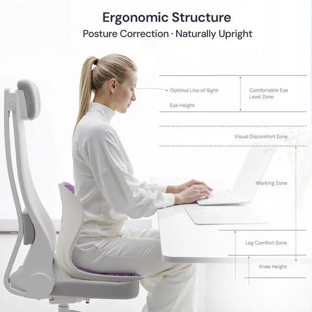 Alt view image 7 of 7 - CABEVIBE Ergonomic Chair Insert with Double-Wing Back Hug, Pressure-Relief Honeycomb Design Comfortable Posture Corrector, Standard Size for Female Male
