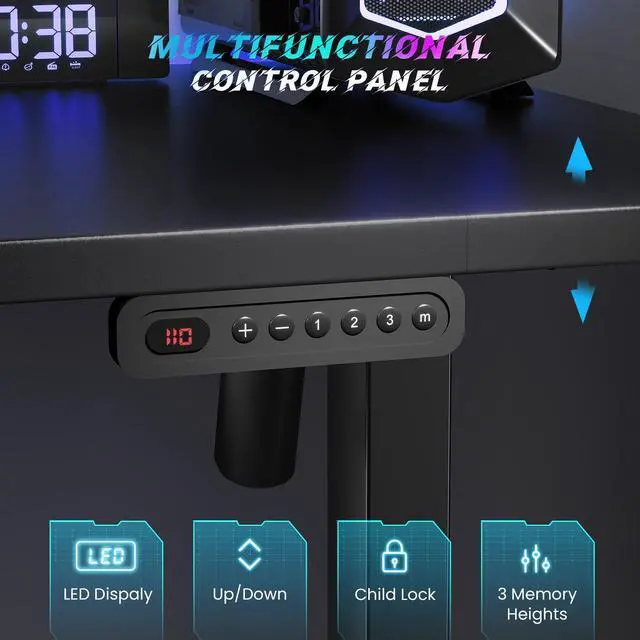 Alt view image 6 of 7 - SIAGO Electric Standing Desk, Height Adjustable Gaming & Office Desk with Quiet Motor and Cable Management