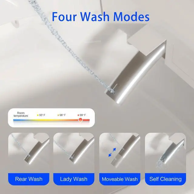 Alt view image 3 of 7 - YULIKA Elongated Smart Toilet Luxury Smart Toilet with Bidet Seat Auto Open and Close, Auto Flush, Foot Sensor Operation